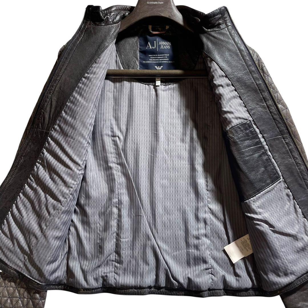 ARMANI JEANS レザージャケット シープレザー キルティング