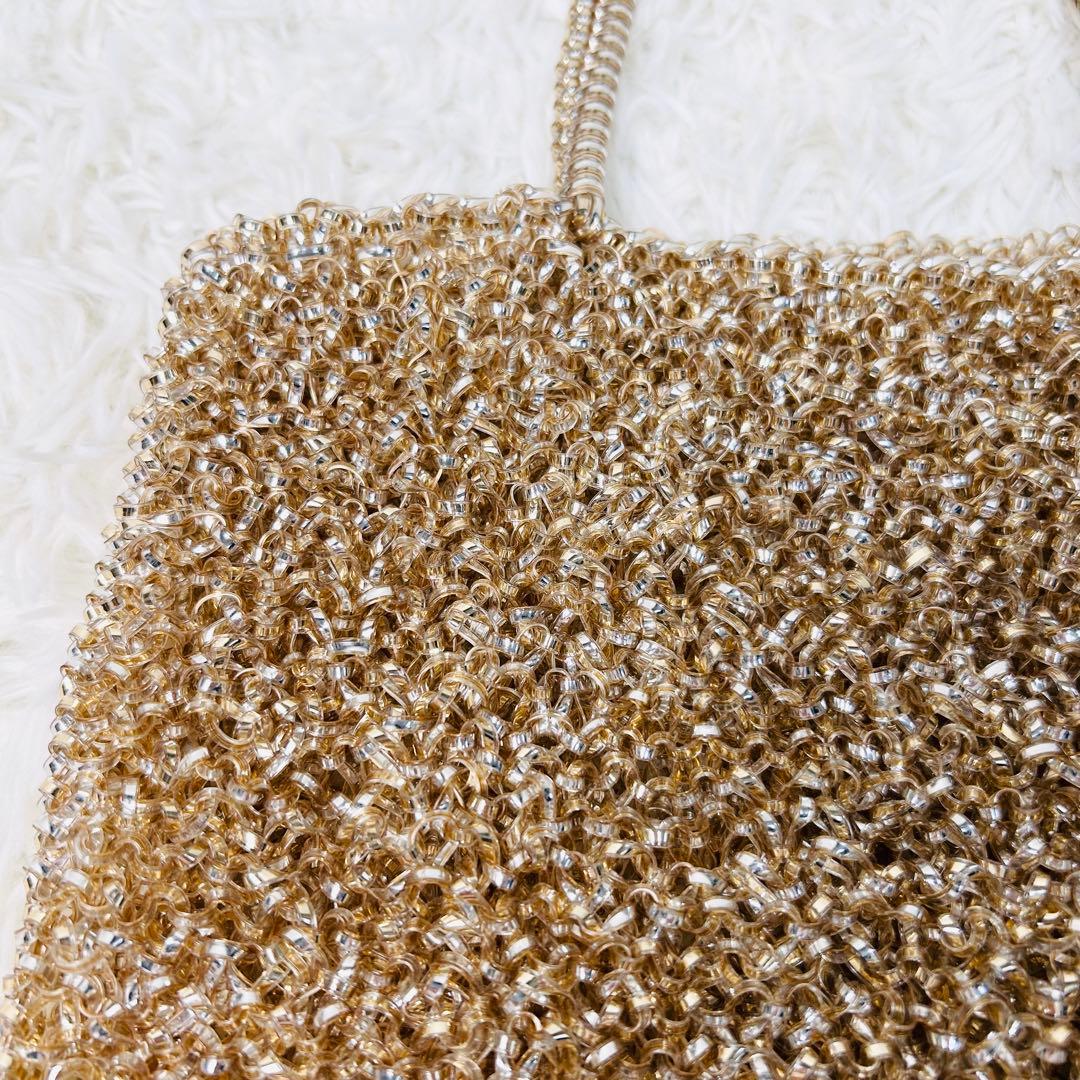 ★極美品★ アンテプリマ スクエア ラージ ワイヤーバッグ ゴールドシルバー