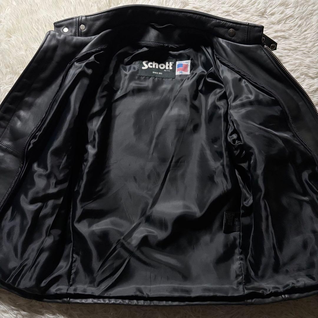 w*a様 未使用級/新型✨schott ライダースジャケット　641 黒　本革