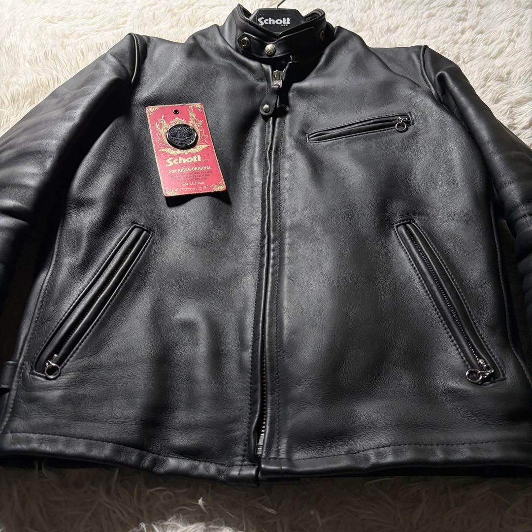 w*a様 未使用級/新型✨schott ライダースジャケット　641 黒　本革