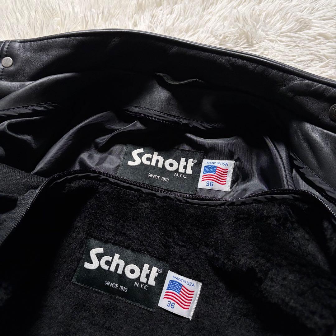 w*a様 未使用級/新型✨schott ライダースジャケット　641 黒　本革