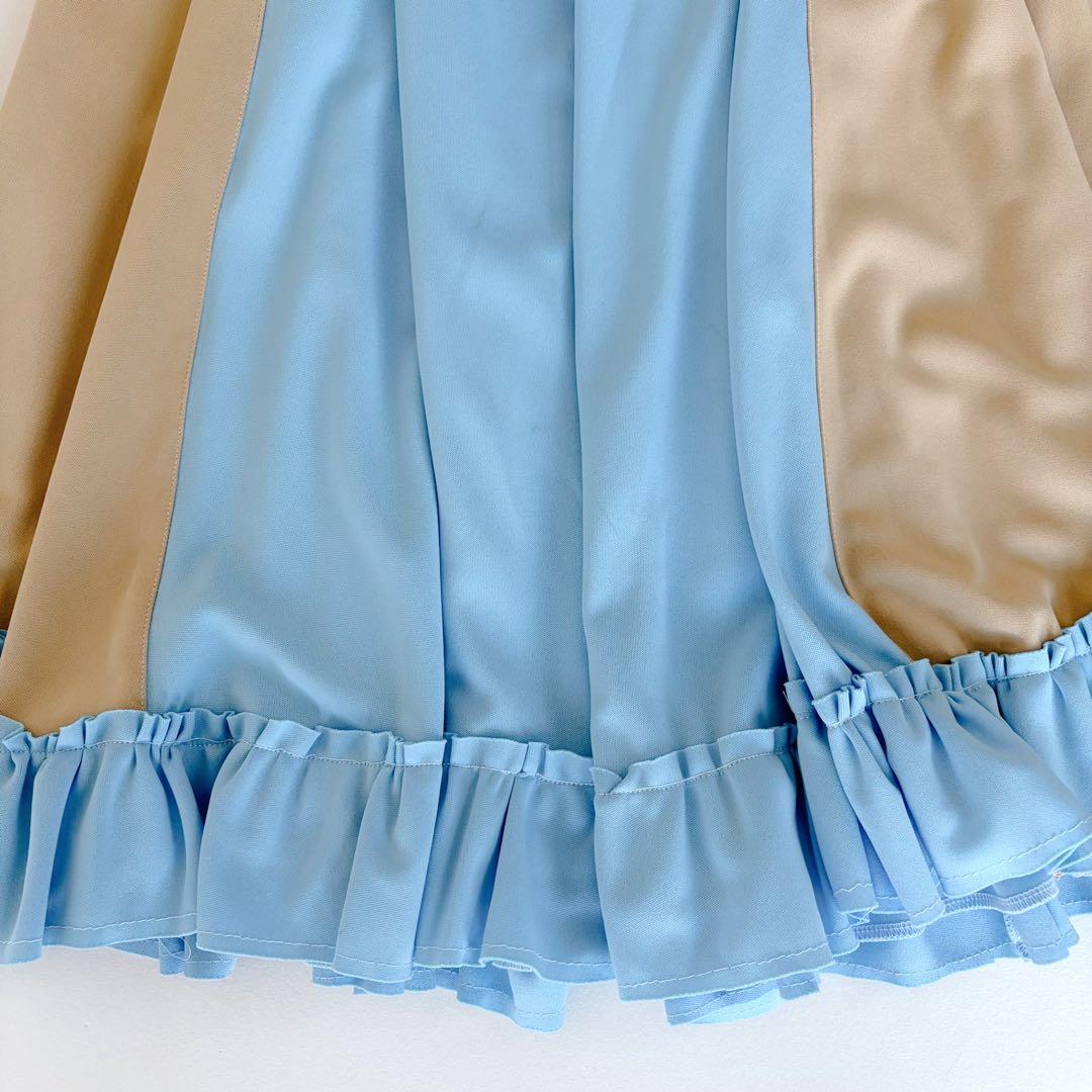 ユウショウコバヤシ ジャージ スカート バイカラー フリル Aライン 膝丈