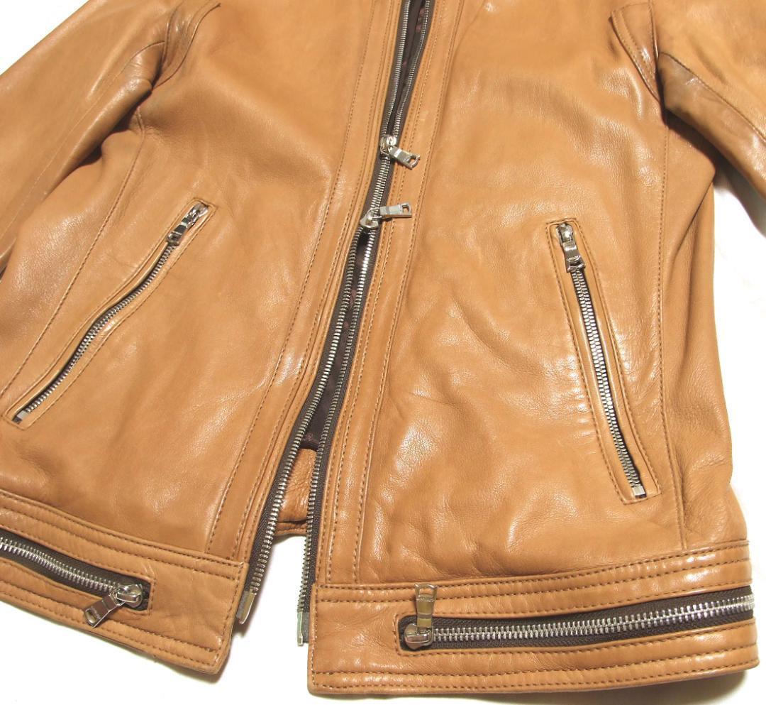 LOVELESS羊革シングルライダースJK【S】希少ヌメ色W-ZIP