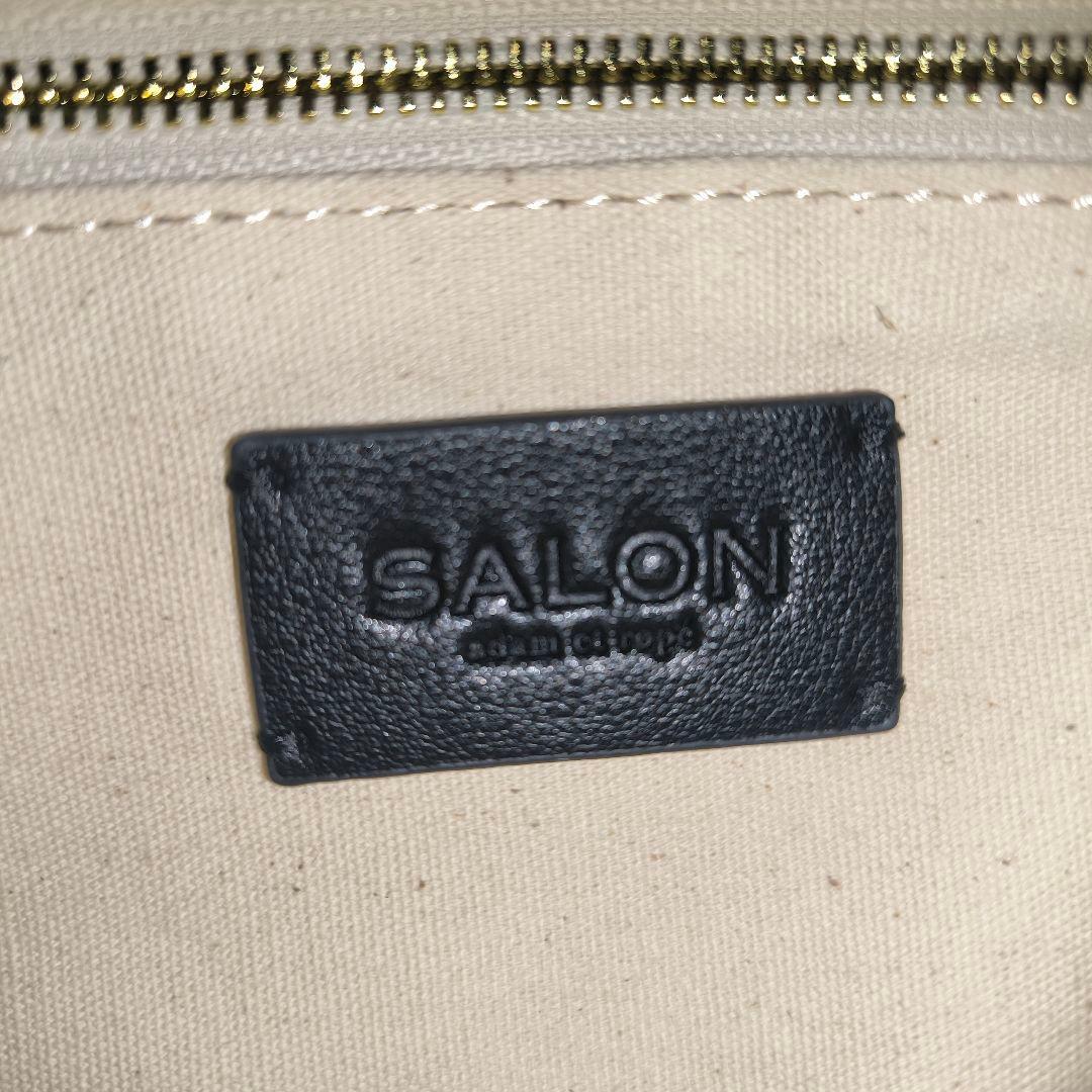 サロンアダムエロペ　スプリットレザードロストミニショルダー　巾着バッグ　黒