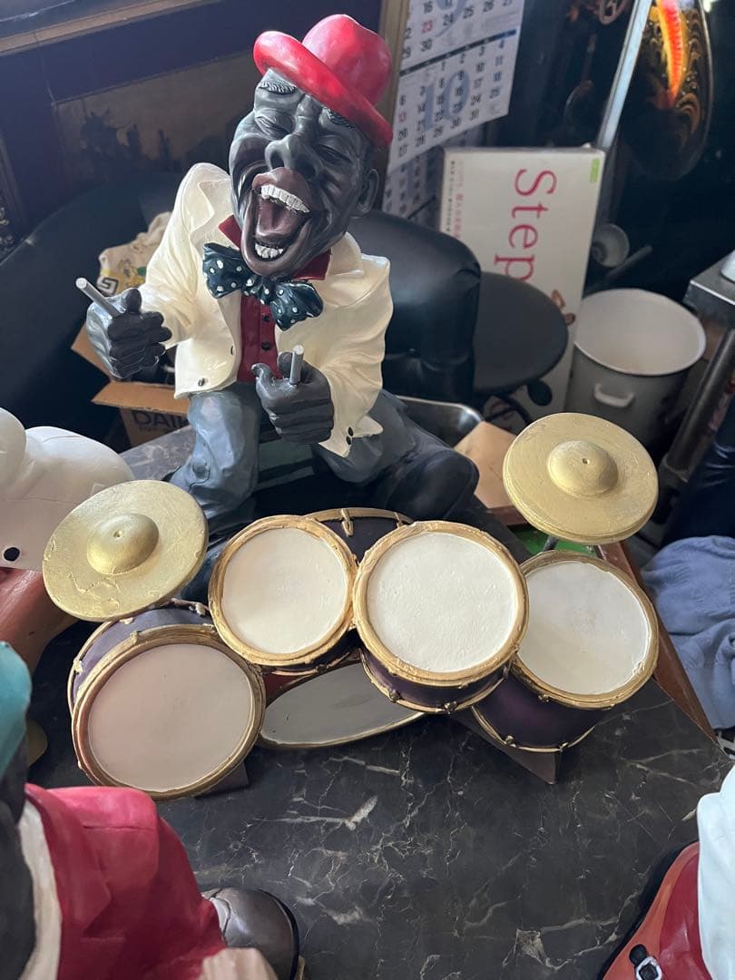 ジャズ人形、38センチ、FRP製黒人人形、JAZZ人形、JAZZ黒人バンド、