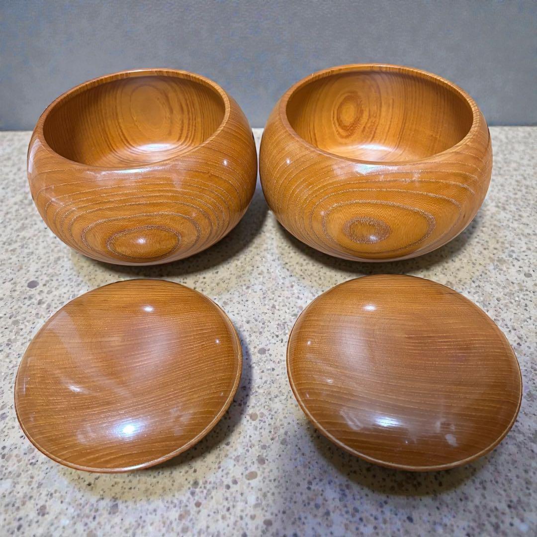 【重厚6寸】天然木 囲碁板 セット 脚付碁盤 蛤碁石 那智黒石 ヘソ付 良木目