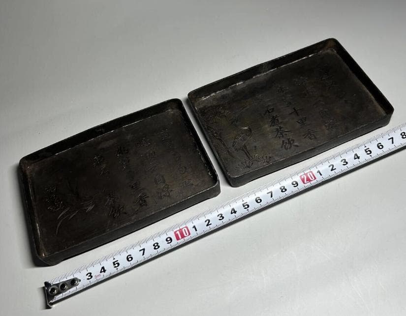 時代物 煎茶道具 古錫2枚セット 急須台一対 瓶敷 瓶座 置台 瓶敷 瓶台