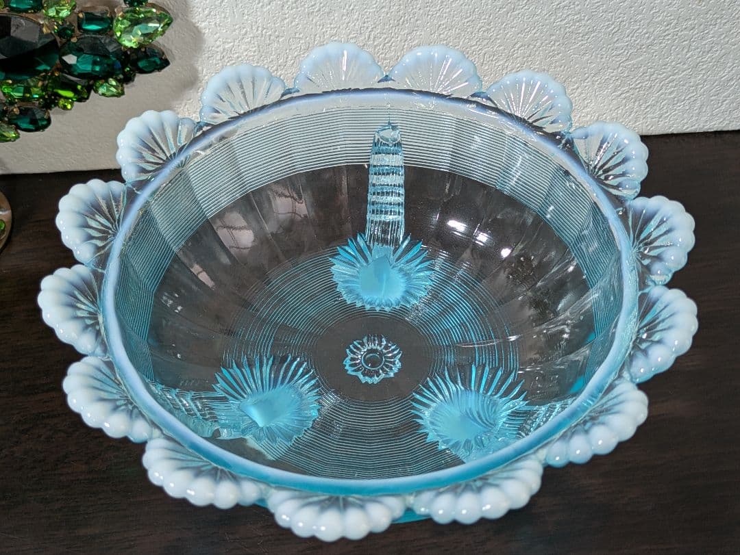 ヴィンテージMosser Glass　ラージサイズ　脚付きベリーボウル 　刻印