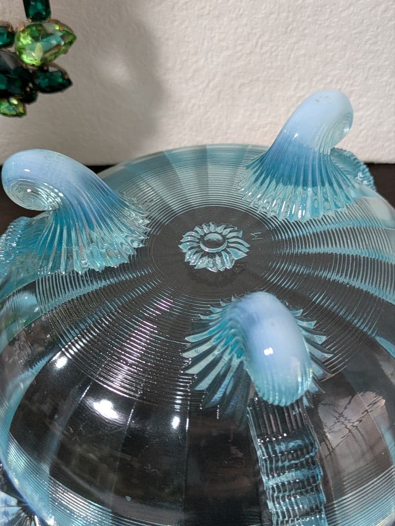 ヴィンテージMosser Glass　ラージサイズ　脚付きベリーボウル 　刻印