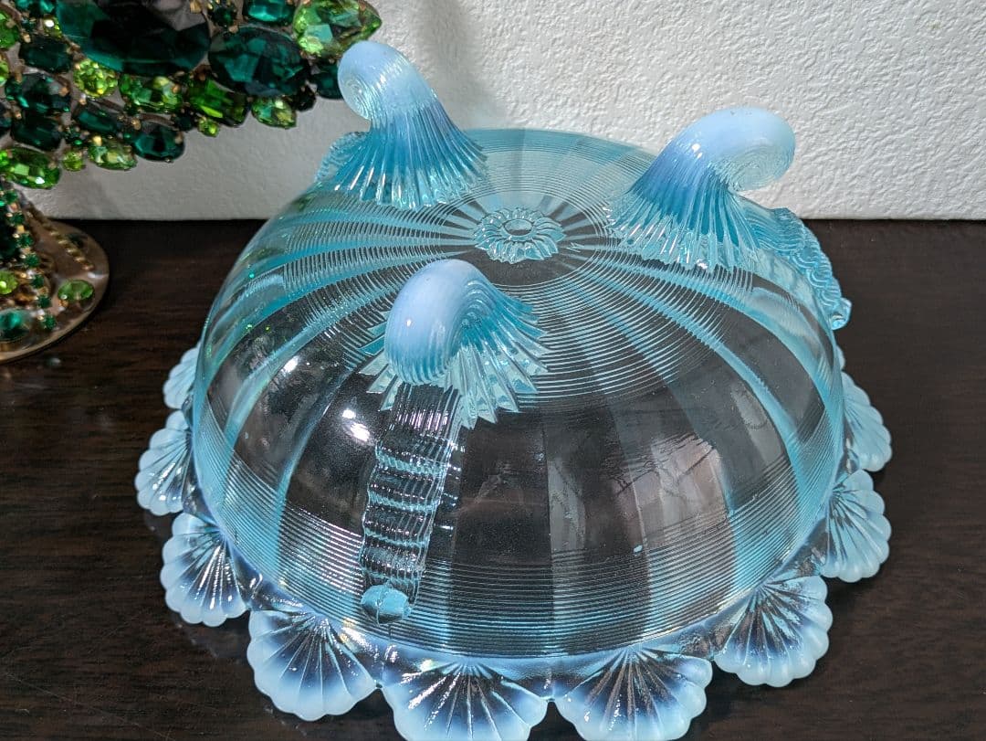 ヴィンテージMosser Glass　ラージサイズ　脚付きベリーボウル 　刻印