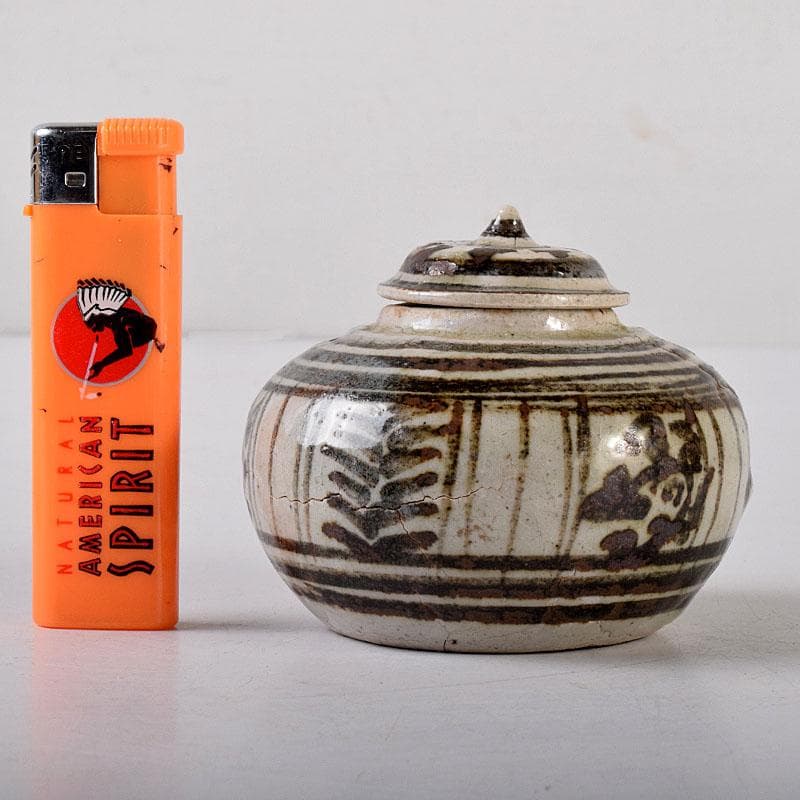 タイ古陶磁　スンコロク　宋胡録　香合　蓋物　時代箱　V　R8148