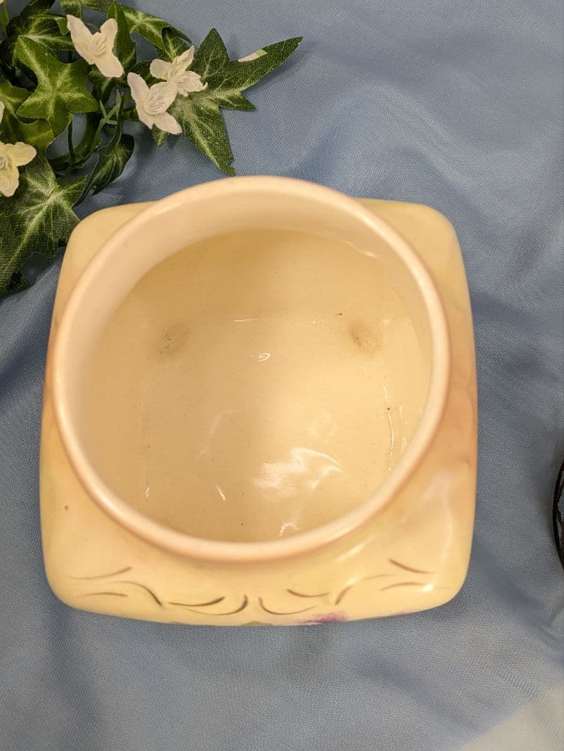 英国 アンティーク 陶器製 花器 一部ハンドペイント