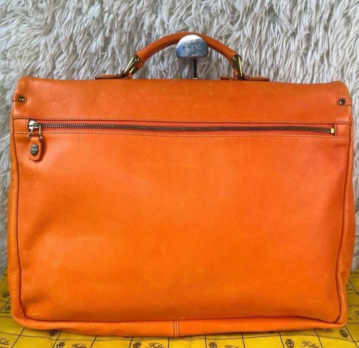 希少　フェリージ 　ブリーフバッグ ビジネス　トートバッグ　レザー　茶　オレンジ