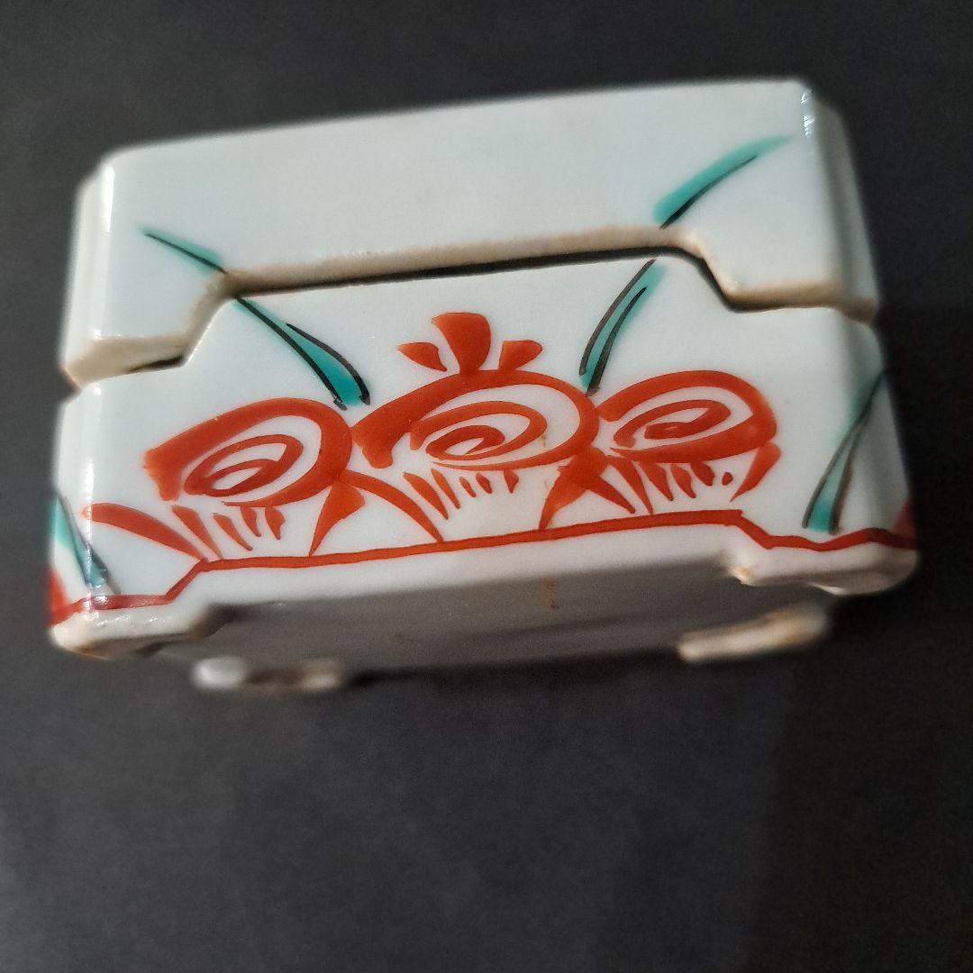 煎茶道具　巾合　極上　四隅角切 平安春峰在銘　金彩赤絵　 鳳凰　霊芝　菊、紅葉図