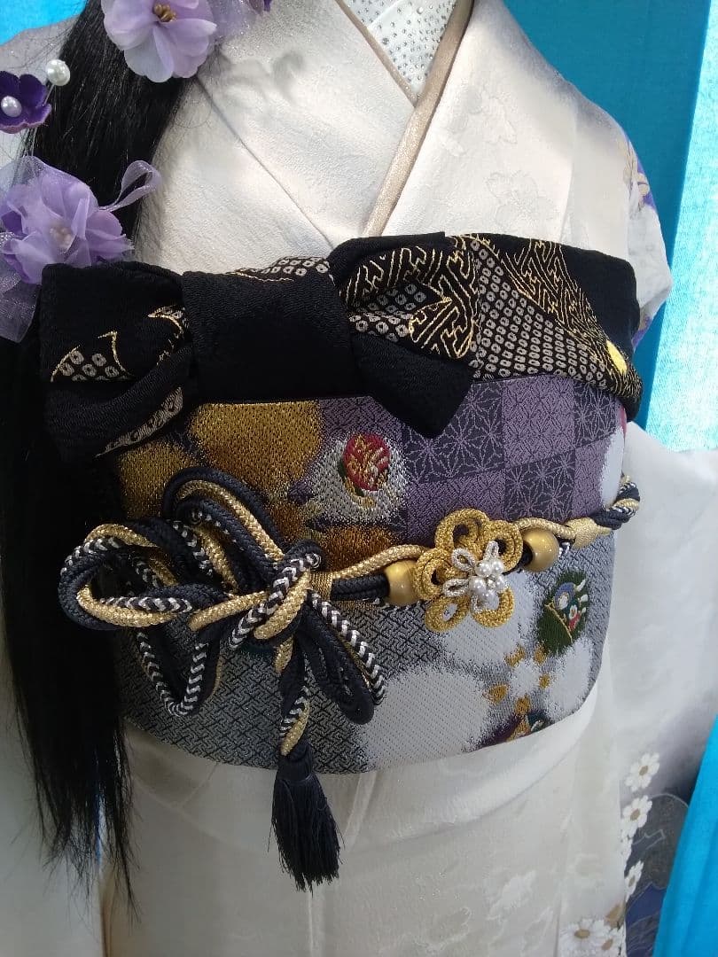 振袖フルセット、正絹振袖成人式、半襟重ね衿帯揚げ帯締め、唐織袋帯襦袢、ガード加工