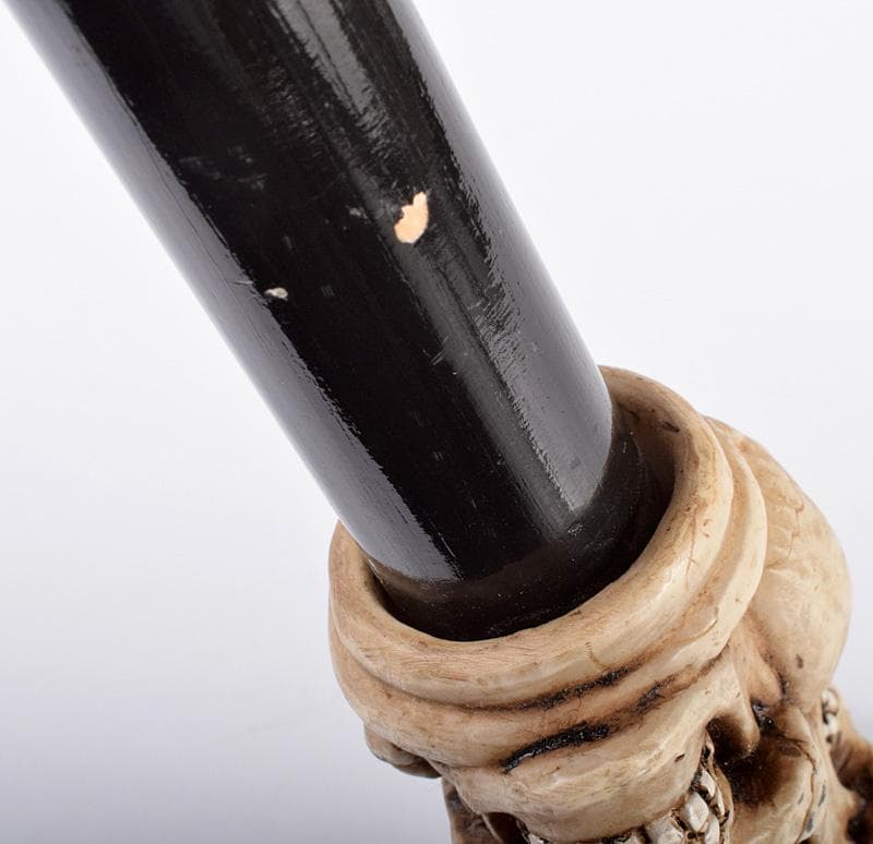 中国　木製　持ち手樹脂　骸骨彫　杖　ステッキ　V　3750B