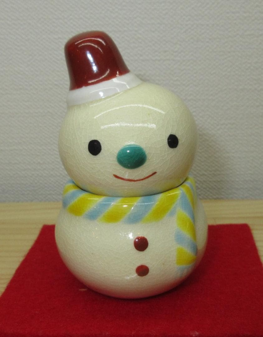 送料込【逢絢亭・新品】茶道具 香合 京焼 雪だるまの形 山川敦司 共箱入り