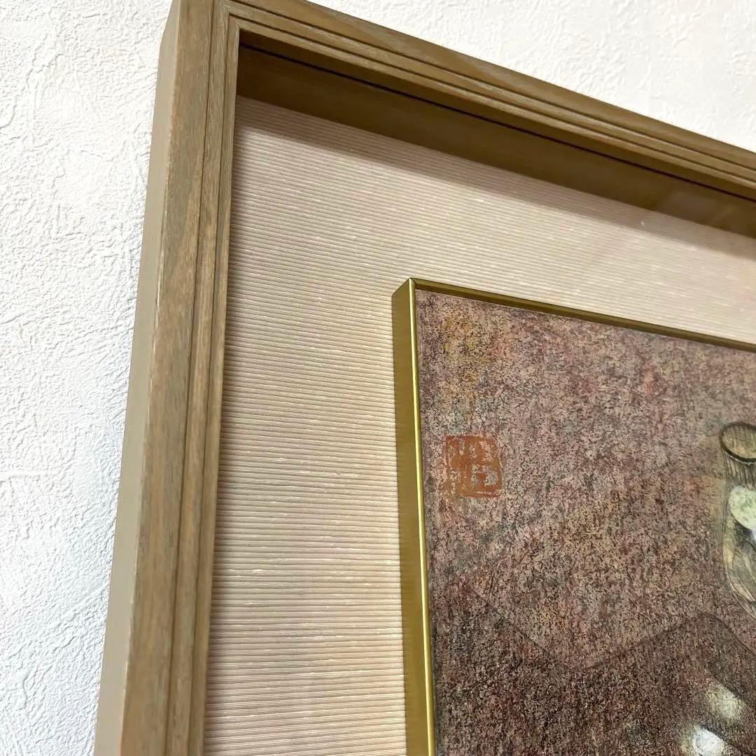 【真作】長田　佳子 作　「十六夜」3号　ワイングラスの光が指輪のように