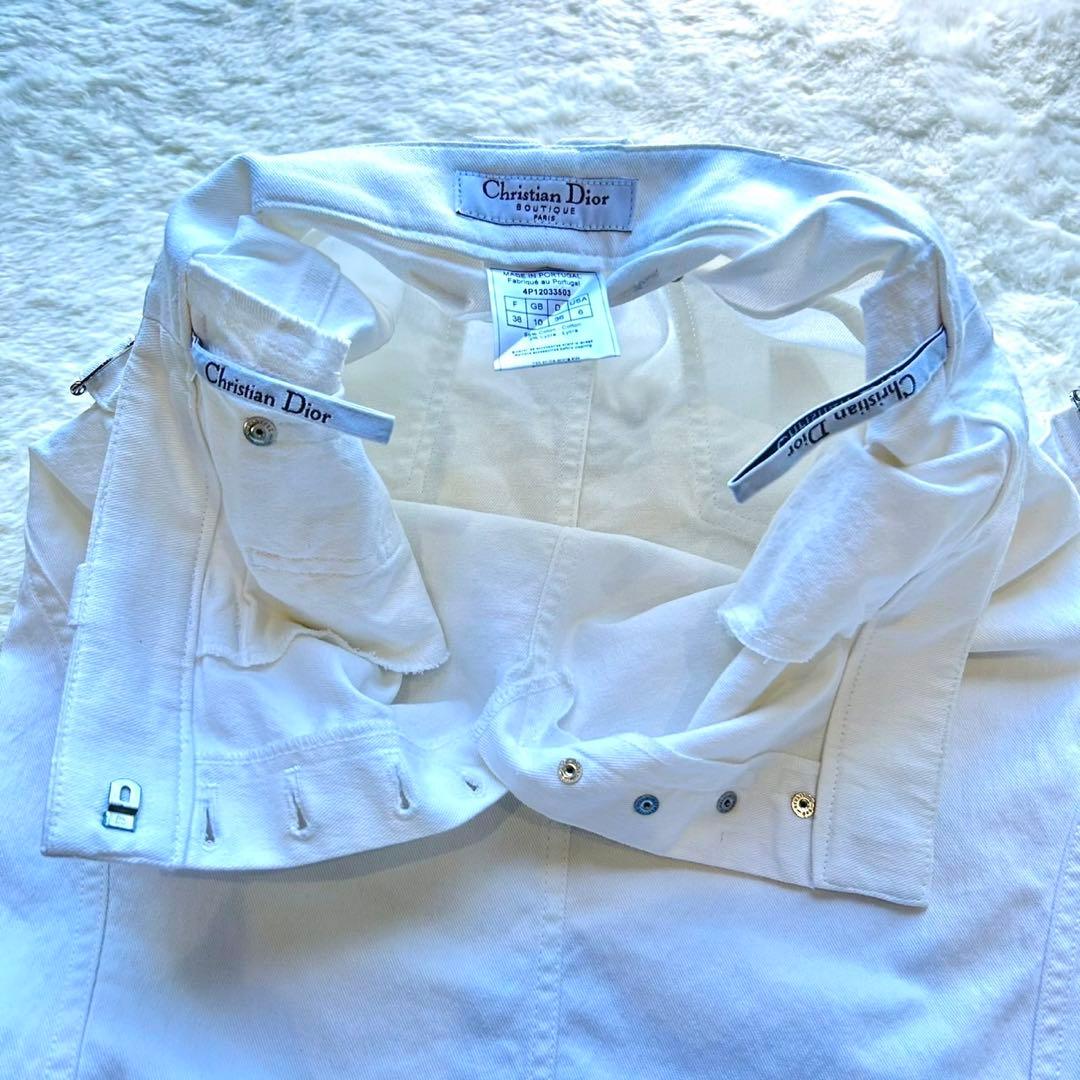 美品 ディオール タイトスカート オフホワイト デニム ビジュー y2k 38