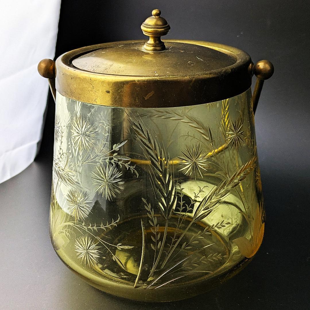 試される審美眼★オールド サン・ルイ 1930年頃 珍しいアンバーガラスバケット