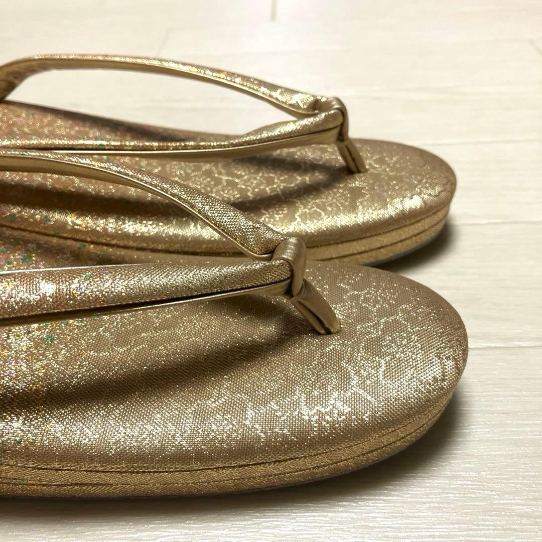 東京芝山　草履バッグセット　箔散らし　ゴールド