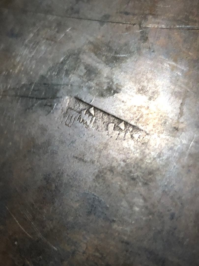 アンティーク調 持ち手付き 小物入れ 幾何学模様 レトロ 銅細工　銅鍛金