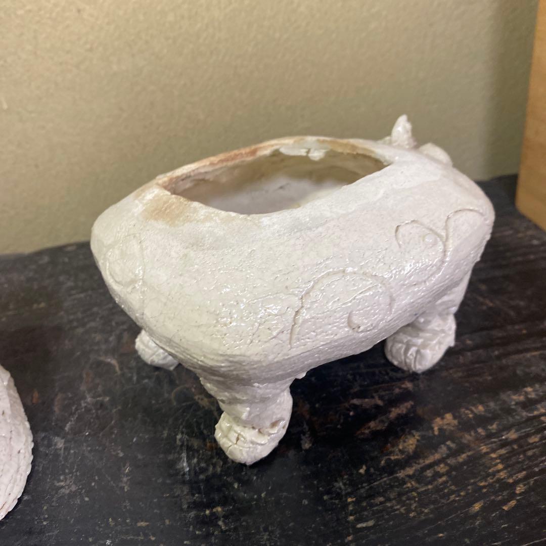 志野獅子香炉約15cm12cm14cm