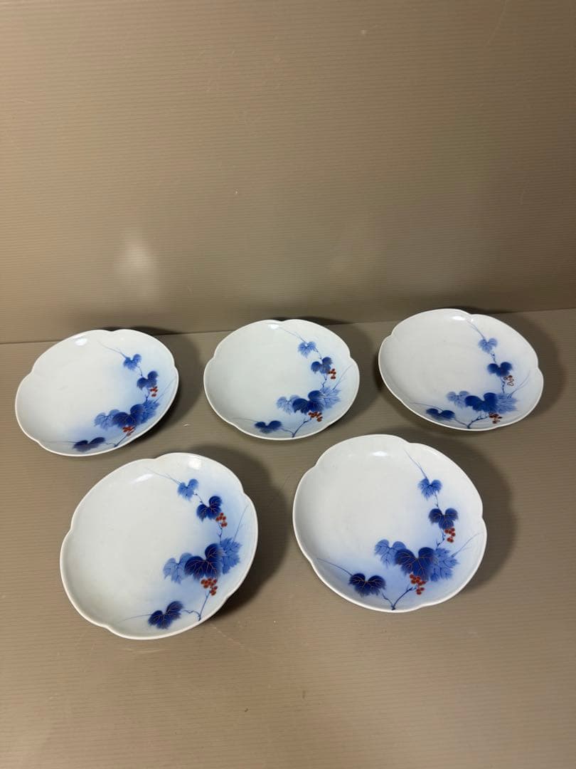 2206  有田焼 芳祥堂特製　葡萄瑠璃　皿　5客