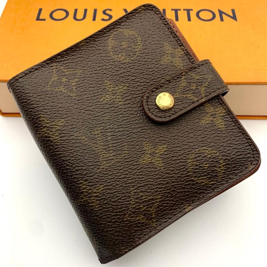 鑑定済み ルイヴィトン コンパクトジップ 二つ折り モノグラム ミニ 小型 財布