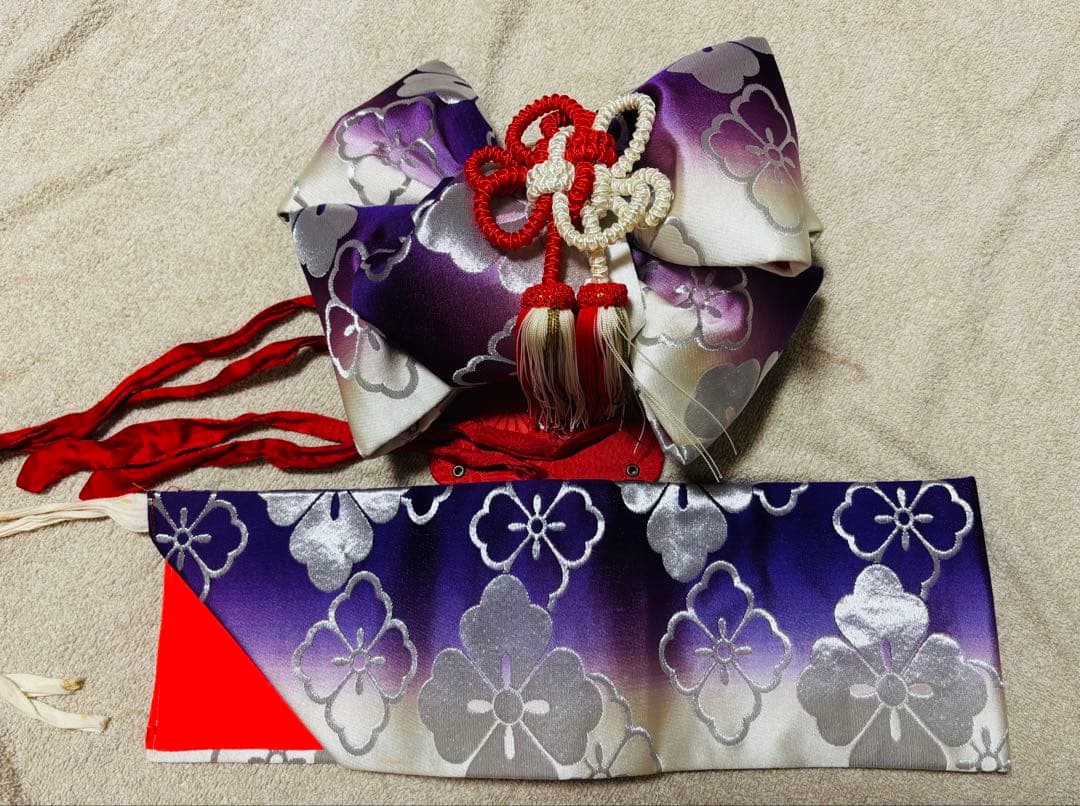 七五三 着物セット 紫と淡い桜色（ピンク）7歳