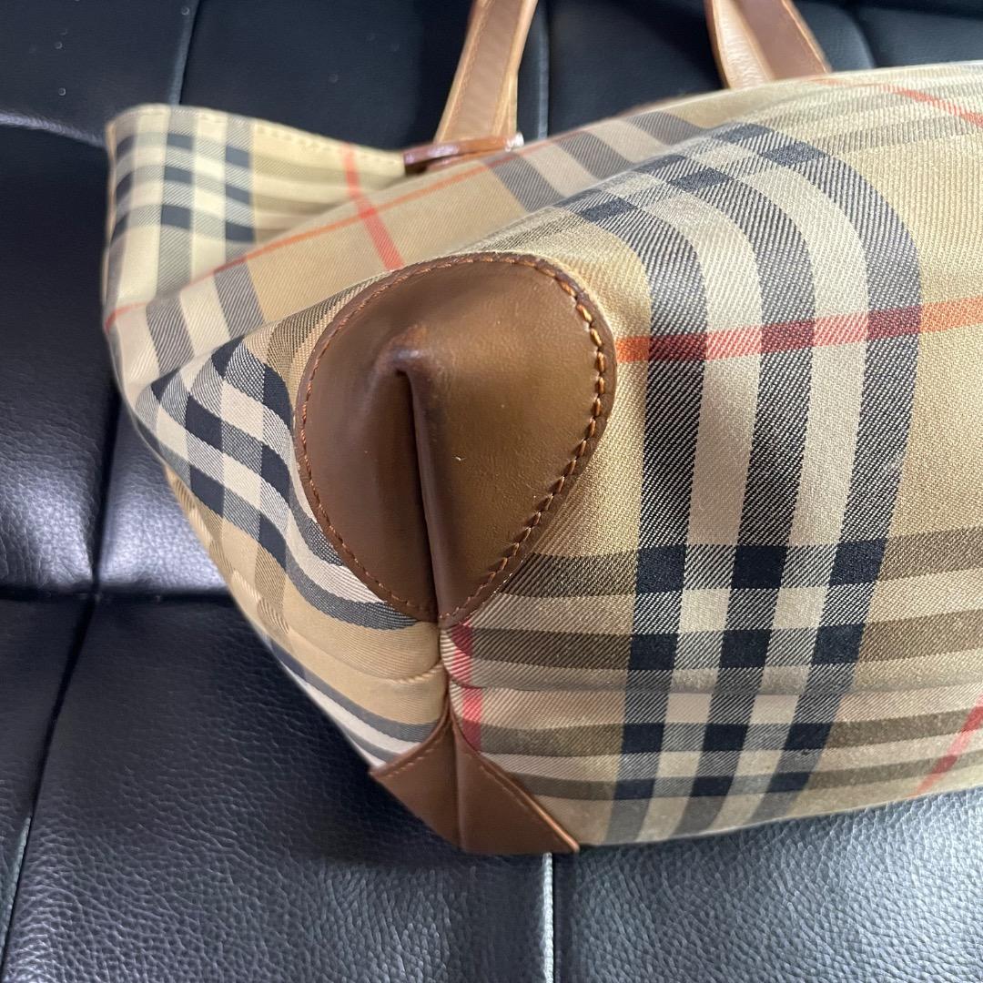 ✨ヴィンテージ✨バーバリー 舟型ハンドバッグ ノバチェック ナイロン ベージュ系