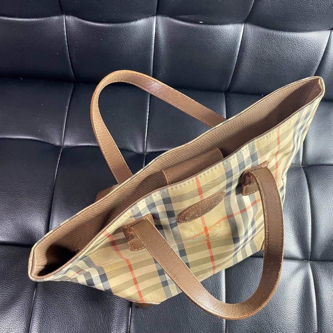 ✨ヴィンテージ✨バーバリー 舟型ハンドバッグ ノバチェック ナイロン ベージュ系