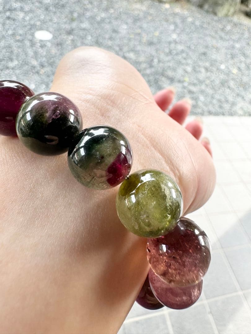 ウォーターメロントルマリン 13.5mm 大玉 ブレスレット 天然石 トルマリン