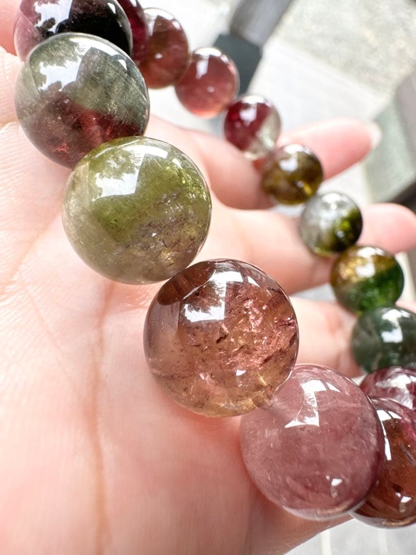 ウォーターメロントルマリン 13.5mm 大玉 ブレスレット 天然石 トルマリン
