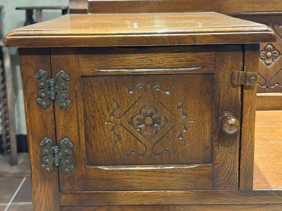 希少　英国　イギリス　テレフォンベンチ　ベンチ　オーク材　アンティーク SH