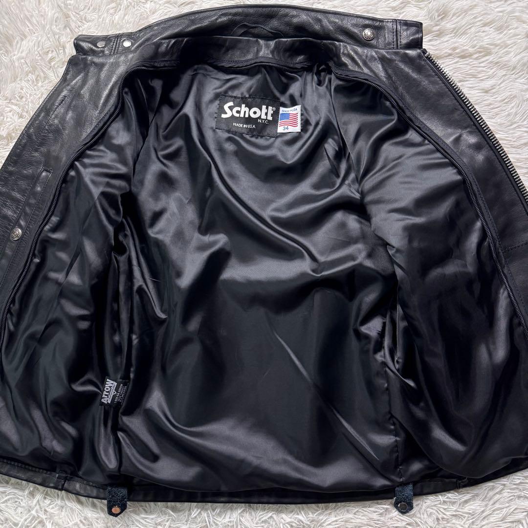 美品/現行✨schott ライダースジャケット　シングル　141 本革　黒