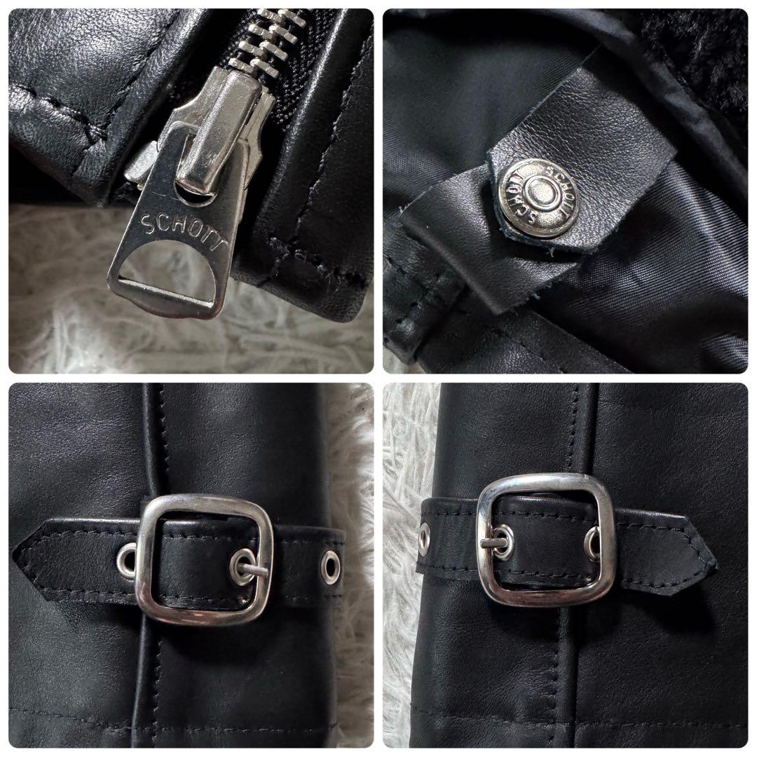 美品/現行✨schott ライダースジャケット　シングル　141 本革　黒