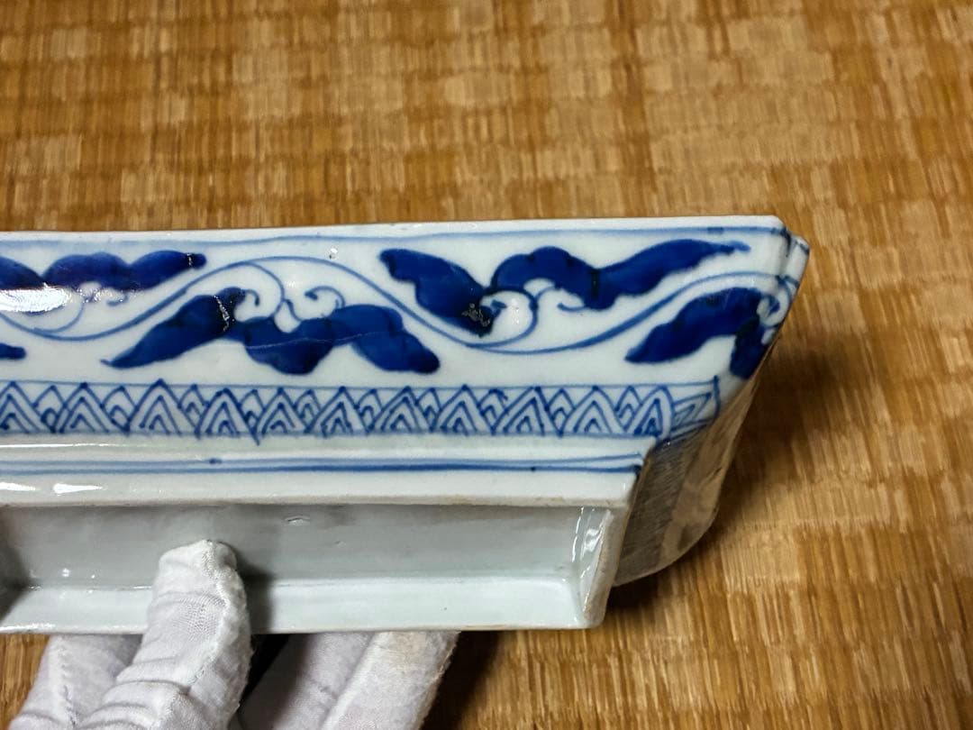 古伊万里 金彩 色絵 鳳凰紋 長皿 長方皿 二枚揃い 時代物