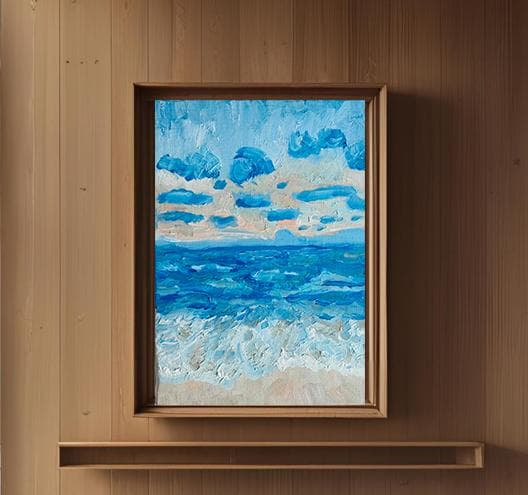 16×23㎝「朝の海６」油彩・原画・サムホール