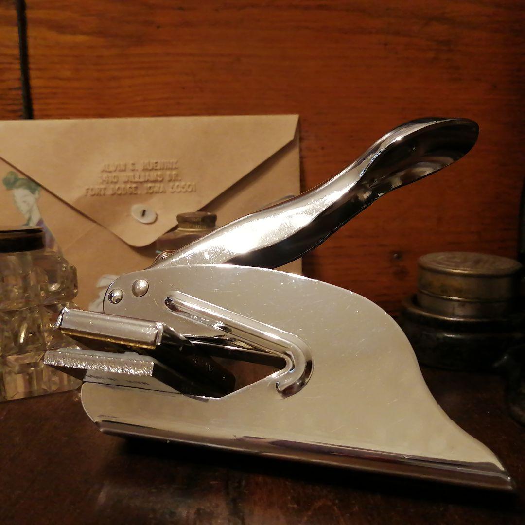 米国製ヴィンテージ ハンディタイプ エンボッサー 箱入りスタンプ☆はんこ☆文房具