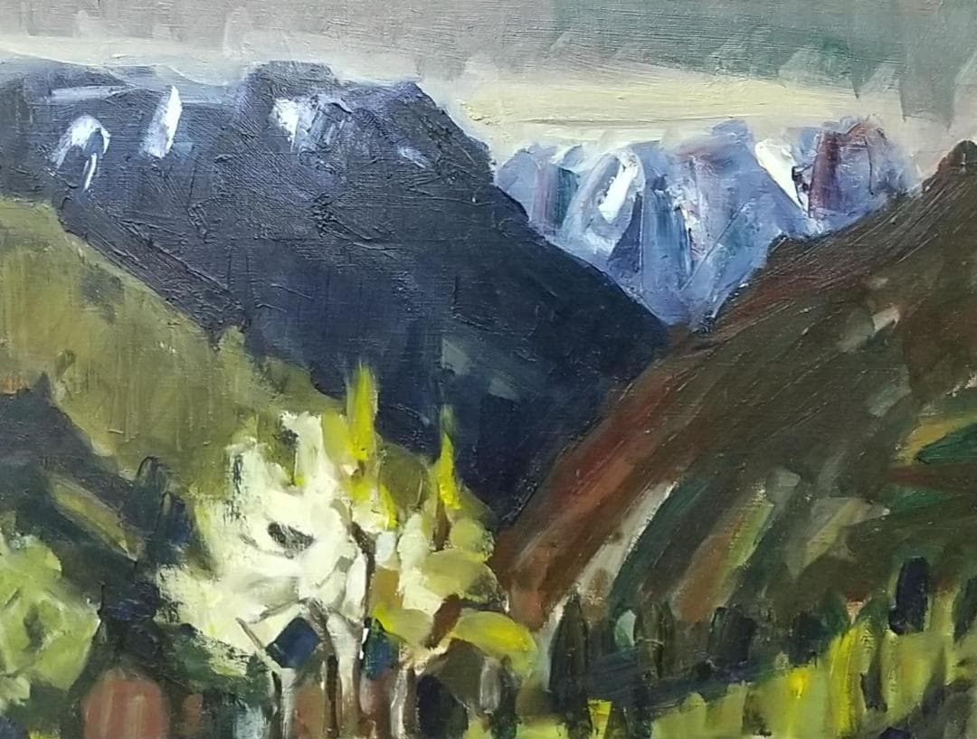 「谷川の残雪」1962 F8 絵画 油絵 油彩画 風景画 アート 谷川岳