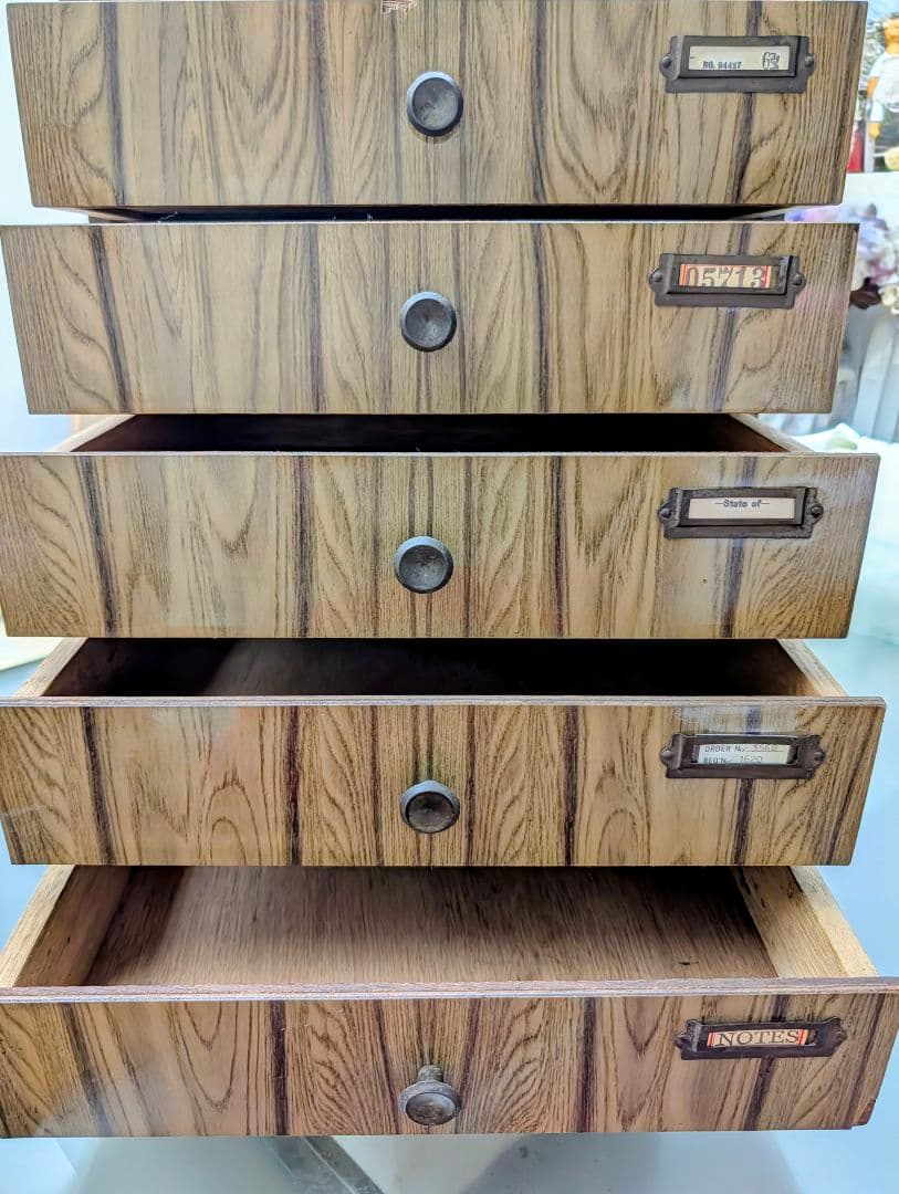 昭和ヴィンテージ✨️ネームプレート付き 木製 6段引き出し チェスト　古道具