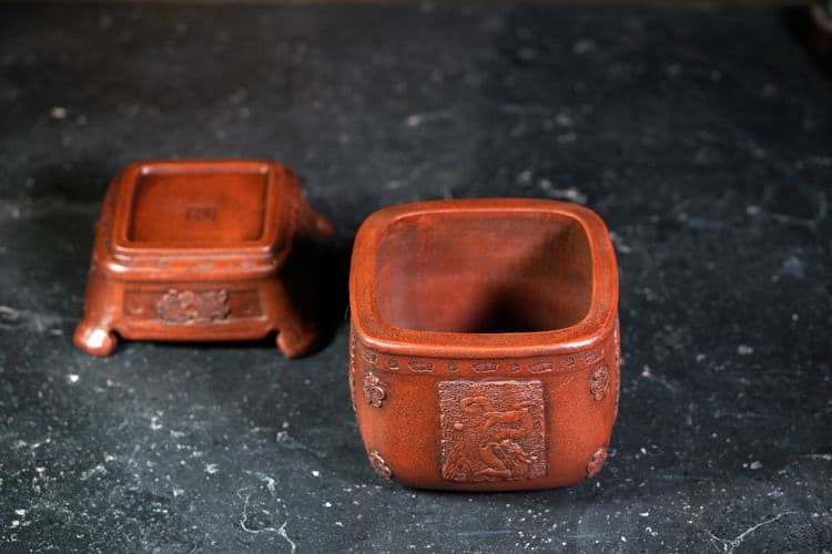 中国宜興 竜紋紫砂鉢 小花鉢 菖蒲盆栽 多肉植木鉢 小品盆栽鉢 大品盆栽鉢