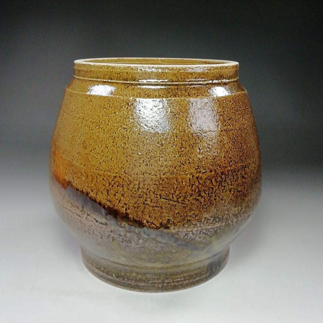 Ｓ７９１　水指　『灰釉黒流水指』『浩作』　共箱　茶道具