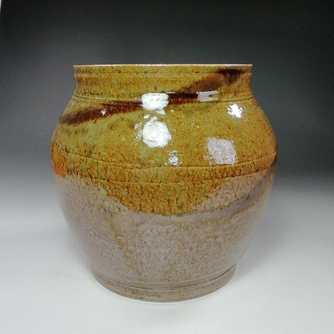 Ｓ７９１　水指　『灰釉黒流水指』『浩作』　共箱　茶道具