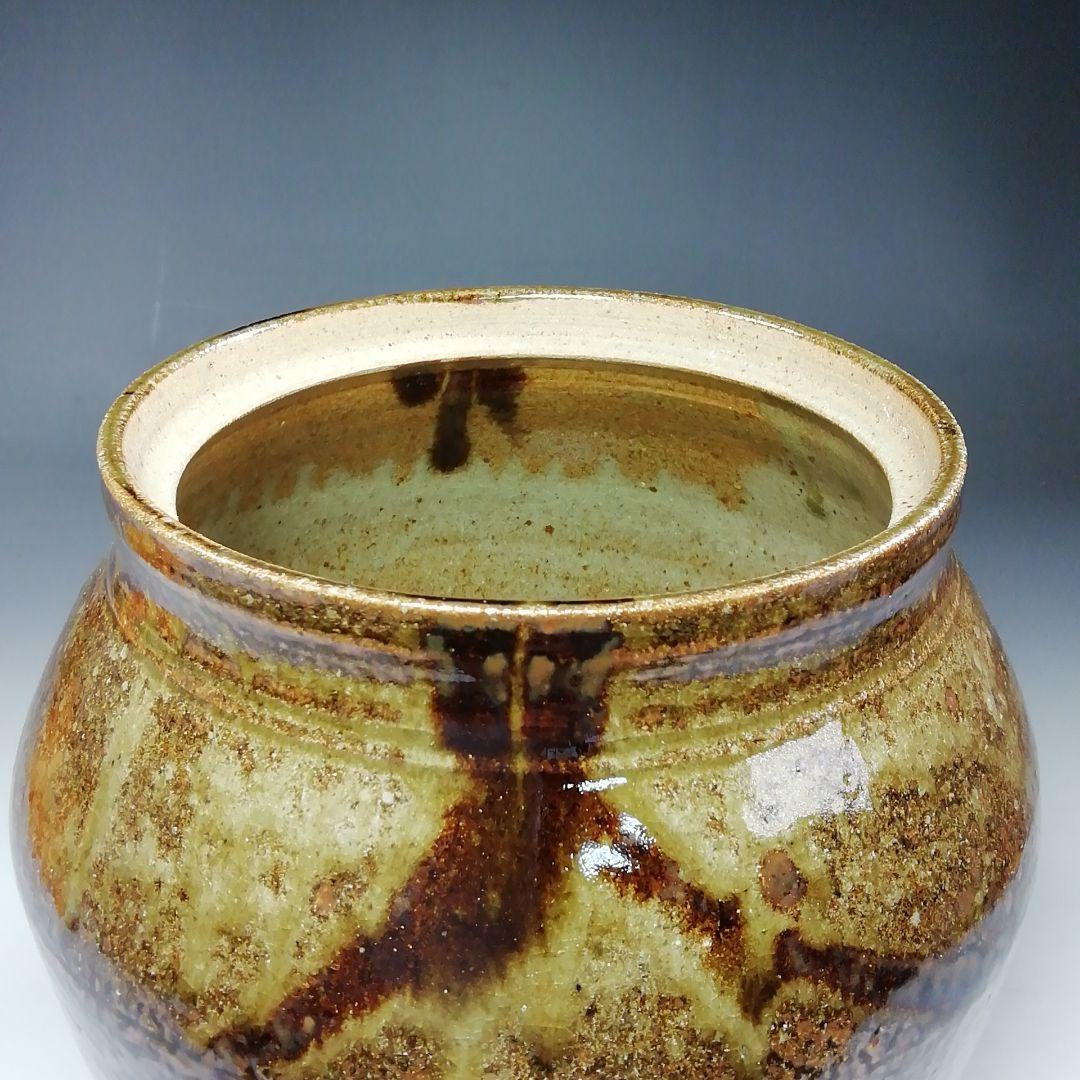 Ｓ７９１　水指　『灰釉黒流水指』『浩作』　共箱　茶道具