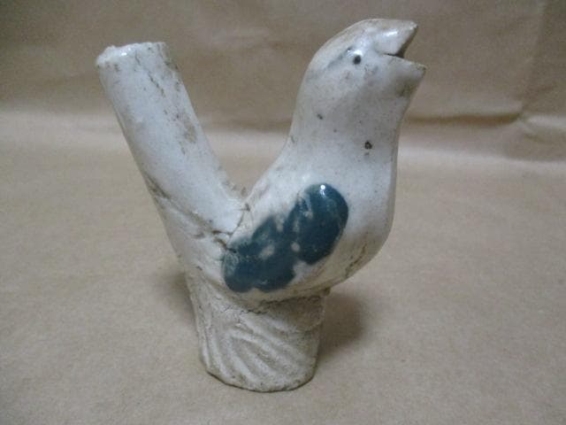 中国　唐代　白磁小鳥の笛　I34-3