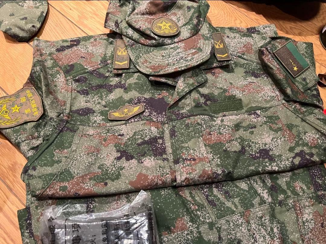 国内最安値　実物中国軍最新型21式星空迷彩戦闘服上下帽子フルセット 180