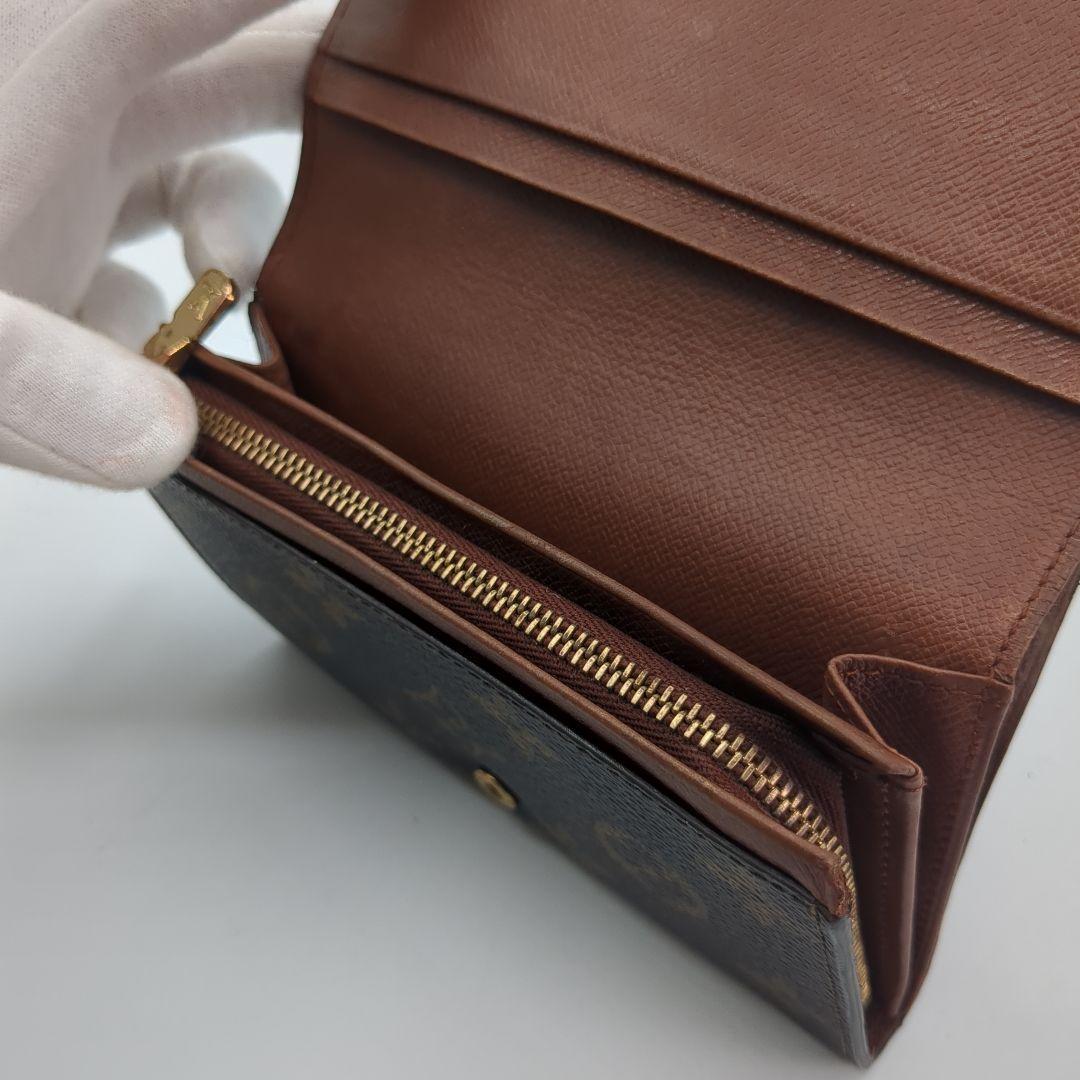 ルイヴィトン 二つ折り財布 トレゾール ブラウン モノグラム 外見美品