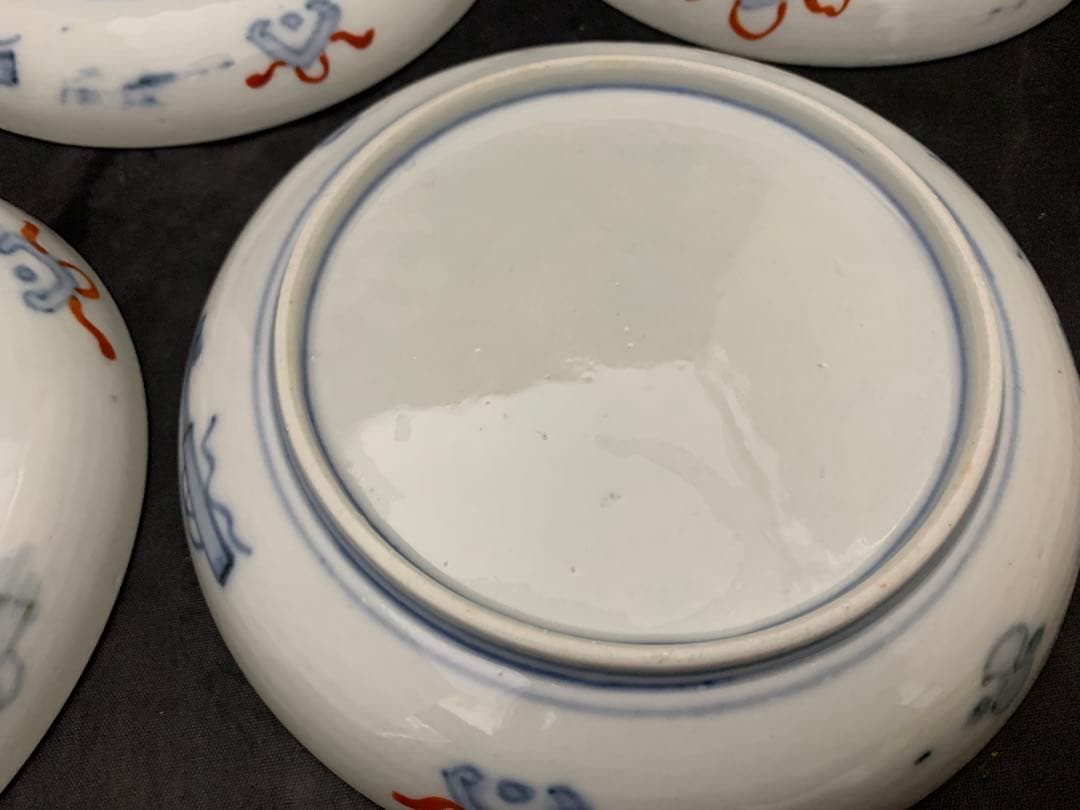 古伊万里　六寸皿　径18㎝　色絵金彩　器　5枚